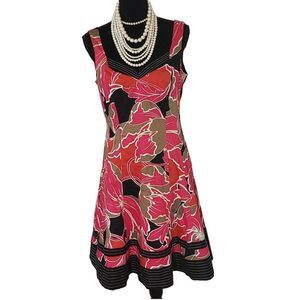 Nine West Pink and Black Floral Mini Dress
